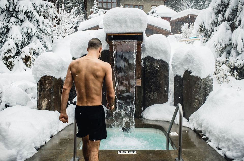 outdoor hot tub at Scandinave Whistler spa